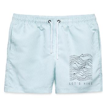 Wanderung - Wanderer - Hiking - Let's hike - Männer Badeshorts - hellblau gestreift - Vorne - AI Model Male 178 light (178cm)