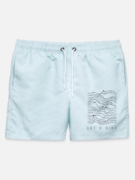 Wanderung - Wanderer - Hiking - Let's hike - Männer Badeshorts - hellblau gestreift
