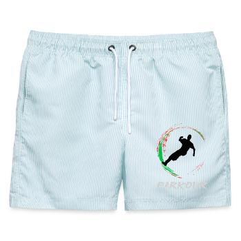 Parkour - Männer Badeshorts - hellblau gestreift - Vorne - AI Model Male 178 light (178cm)