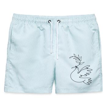 Friedenstaube - Männer Badeshorts - hellblau gestreift - Vorne - AI Model Male 178 light (178cm)