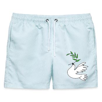 Friedenstaube - Männer Badeshorts - hellblau gestreift - Vorne - AI Model Male 178 light (178cm)