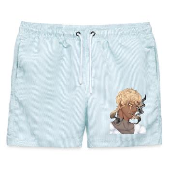 Smoking Guy - Männer Badeshorts - hellblau gestreift - Vorne - AI Model Male 178 light (178cm)