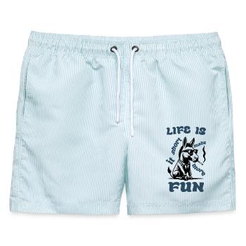 Life Is Short Make It Fun - Männer Badeshorts - hellblau gestreift - Vorne - AI Model Male 178 light (178cm)