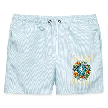 Tropische Meeresschildkröte - Männer Badeshorts - hellblau gestreift - Vorne - AI Model Male 178 light (178cm)