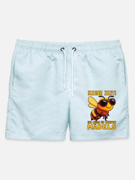 Lustiges Imker Bienen Honig Motiv Keine Zeit - Männer Badeshorts - hellblau gestreift
