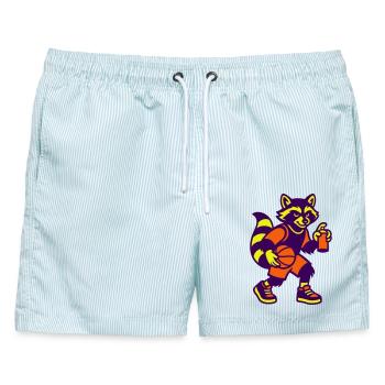 Graffiti Basketball Street Dachs - Männer Badeshorts - hellblau gestreift - Vorne - AI Model Male 178 light (178cm)