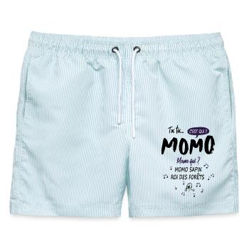 Momo Mohamed Mohammed Name Geburtstagsgeschenk - Männer Badeshorts - hellblau gestreift - Vorne - AI Model Male 178 light (178cm)