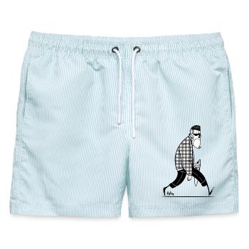 Hipster - Männer Badeshorts - hellblau gestreift - Vorne - AI Model Male 178 light (178cm)