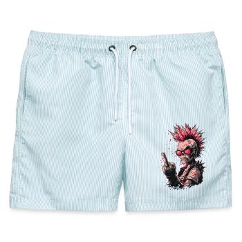 Punk Skeleton Style - Männer Badeshorts - hellblau gestreift - Vorne - AI Model Male 178 light (178cm)