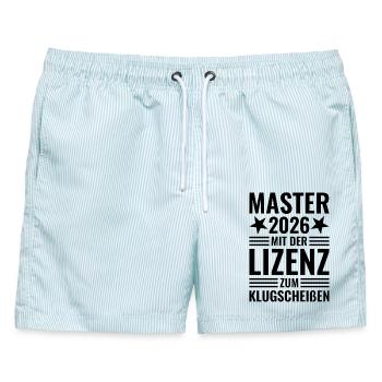 Master 2026 mit der Lizenz zum Klugscheißen - Männer Badeshorts - hellblau gestreift - Vorne - AI Model Male 178 light (178cm)
