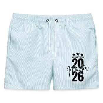 Master 2026 Ich habe fertig - Männer Badeshorts - hellblau gestreift - Vorne - AI Model Male 178 light (178cm)