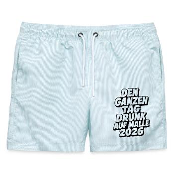 Malle 2026 Den ganzen Tag Drunk auf Malle 2026 - Männer Badeshorts - hellblau gestreift - Vorne - AI Model Male 178 light (178cm)