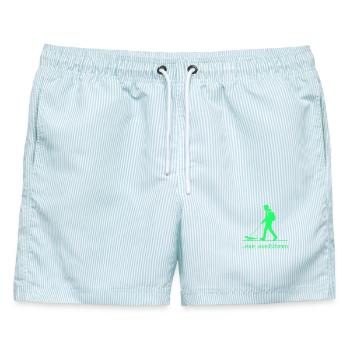 EXE AUSFÜHREN Lustiges Nerd IT Pixel Echse Design - Männer Badeshorts - hellblau gestreift - Vorne - AI Model Male 178 light (178cm)