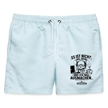 Kundenservice Spruch – Es ist nicht mal neun... - Männer Badeshorts - hellblau gestreift - Vorne - AI Model Male 178 light (178cm)