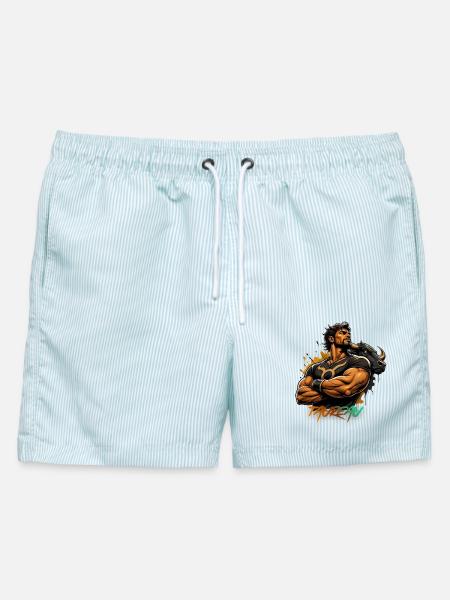 Stier-Mann – Astrologie-Geschenk - Männer Badeshorts - hellblau gestreift