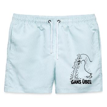 Lustiger Spruch: Gans übel - Männer Badeshorts - hellblau gestreift - Vorne - AI Model Male 178 light (178cm)
