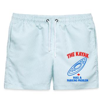 The Kayak Has a Parking Problem – Kajak - Männer Badeshorts - hellblau gestreift - Vorne - AI Model Male 178 light (178cm)