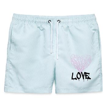 grafittitree - Männer Badeshorts - hellblau gestreift - Vorne - AI Model Male 178 light (178cm)