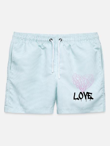 grafittitree - Männer Badeshorts - hellblau gestreift