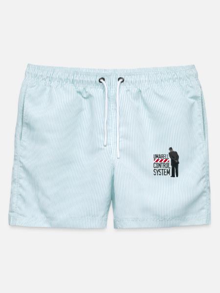Umarell - Männer Badeshorts - hellblau gestreift
