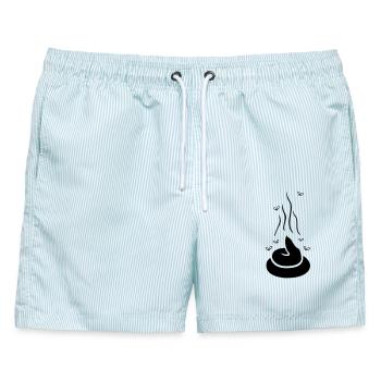 Dampfender Scheißhaufen mit Fliegen - einfärbbar - Männer Badeshorts - hellblau gestreift - Vorne - AI Model Male 178 light (178cm)
