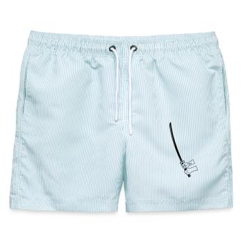 Samurai Busihdo Katana mit zwei Händen - Männer Badeshorts - hellblau gestreift - Vorne - AI Model Male 178 light (178cm)