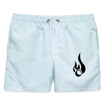 Flammender Ball - Männer Badeshorts - hellblau gestreift - Vorne - AI Model Male 178 light (178cm)