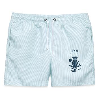 Zen AF Kaffee Mantis - Männer Badeshorts - hellblau gestreift - Vorne - AI Model Male 178 light (178cm)
