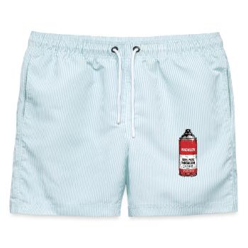 Lackspray Dose Kunst Graffiti - Männer Badeshorts - hellblau gestreift - Vorne - AI Model Male 178 light (178cm)