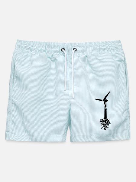 Think Green Windenergie T-Shirt Ökostrom Design - Männer Badeshorts - hellblau gestreift