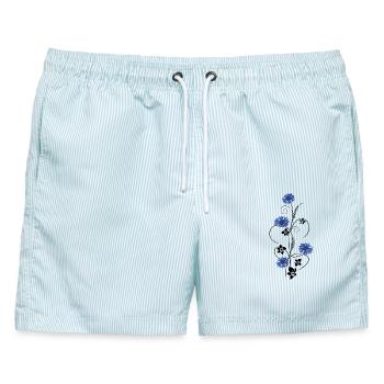 Kornblumen mit Blumen und Gräser - Männer Badeshorts - hellblau gestreift - Vorne - AI Model Male 178 light (178cm)