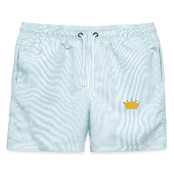 Krone - Männer Badeshorts - hellblau gestreift - Vorne - AI Model Male 178 light (178cm)