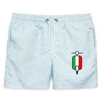 Scooter Roller Italien - Männer Badeshorts - hellblau gestreift - Vorne - AI Model Male 178 light (178cm)