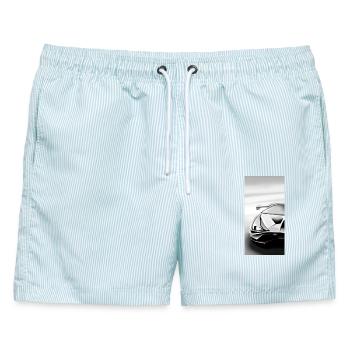 Futuristisches Automobil-Design - Männer Badeshorts - hellblau gestreift - Vorne - AI Model Male 178 light (178cm)