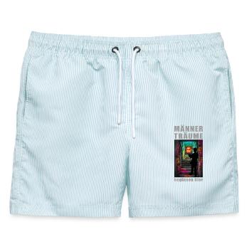 Männertraum Keller - Männer Badeshorts - hellblau gestreift - Vorne - AI Model Male 178 light (178cm)