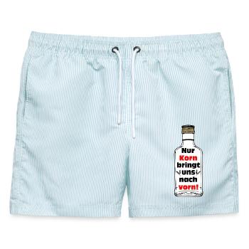 Nur Korn bringt uns nach vorn - Männer Badeshorts - hellblau gestreift - Vorne - AI Model Male 178 light (178cm)