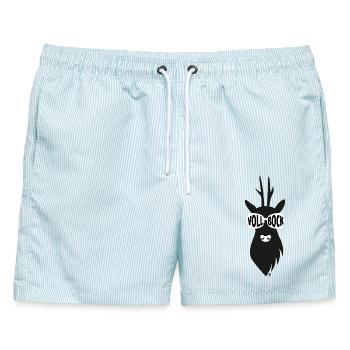 Reh-Bock mit Sonnenbrille - schwarz - Männer Badeshorts - hellblau gestreift - Vorne - AI Model Male 178 light (178cm)