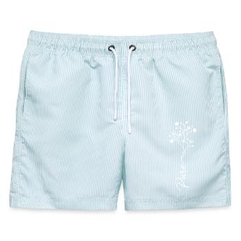 Blumenranke - Männer Badeshorts - hellblau gestreift - Vorne - AI Model Male 178 light (178cm)