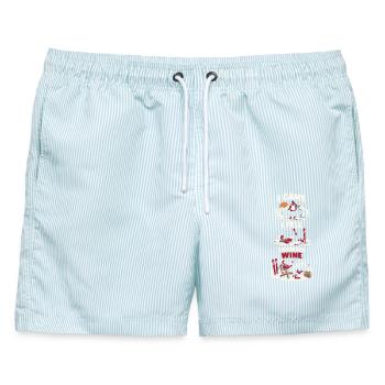 Skifahren Weinliebhaber Skiurlaub Winter - Männer Badeshorts - hellblau gestreift - Vorne - AI Model Male 178 light (178cm)