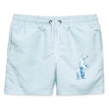 Stehender Poly Stil Eisbär - Männer Badeshorts - hellblau gestreift - Vorne - AI Model Male 178 light (178cm)
