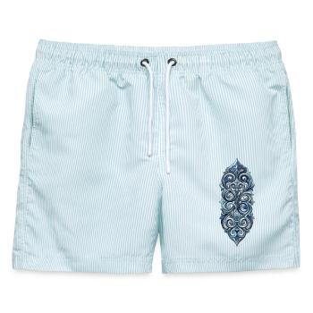 Barockes elegantes blaues Ornament - Männer Badeshorts - hellblau gestreift - Vorne - AI Model Male 178 light (178cm)