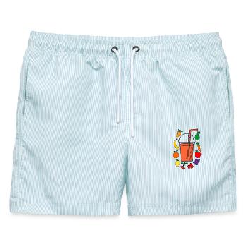 Frucht-Smoothie - Männer Badeshorts - hellblau gestreift - Vorne - AI Model Male 178 light (178cm)