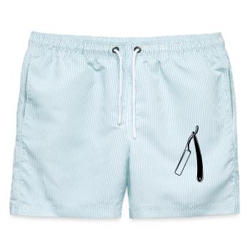 Rasiermessertransparentes Schattenbild - Männer Badeshorts - hellblau gestreift - Vorne - AI Model Male 178 light (178cm)