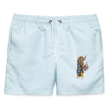 Ronin - Männer Badeshorts - hellblau gestreift - Vorne - AI Model Male 178 light (178cm)