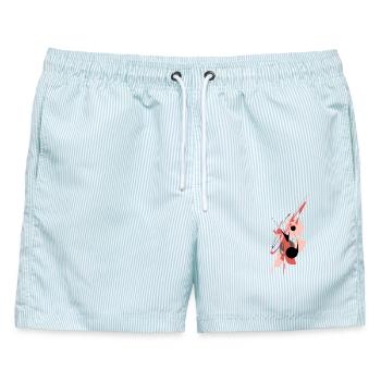 Kraft der Balance - Männer Badeshorts - hellblau gestreift - Vorne - AI Model Male 178 light (178cm)