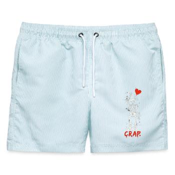 Skelettherz Brunnen Mist. - Männer Badeshorts - hellblau gestreift - Vorne - AI Model Male 178 light (178cm)