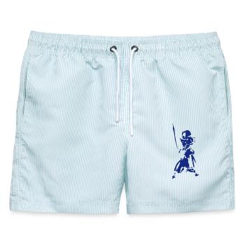Kendo - Männer Badeshorts - hellblau gestreift - Vorne - AI Model Male 178 light (178cm)