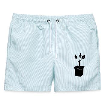 Schneiden in der Aufzuchtschale - Männer Badeshorts - hellblau gestreift - Vorne - AI Model Male 178 light (178cm)