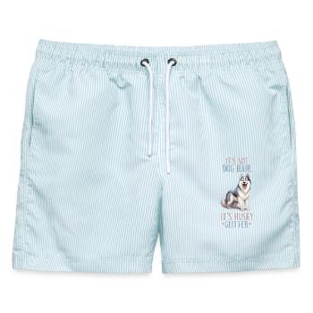 Es sind keine Hundehaare, es ist heiserer Glitzer - Männer Badeshorts - hellblau gestreift - Vorne - AI Model Male 178 light (178cm)