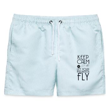 Design zum Thema Abenteuer - Männer Badeshorts - hellblau gestreift - Vorne - AI Model Male 178 light (178cm)